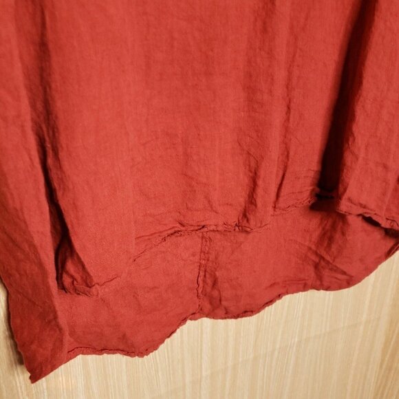Lungo L'arno Womens Plus Red Linen Gauzy Boxy Lagan Shirt 1X - Picture 4 of 7
